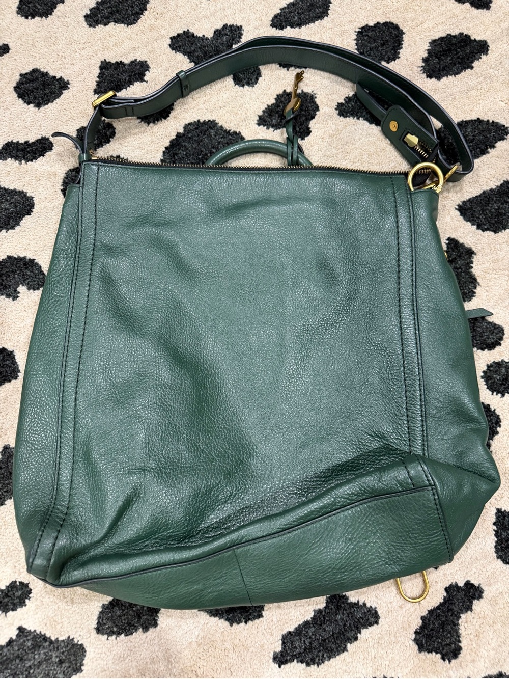 Fossil Green Leather Shoulder Bag
